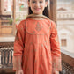 Kids 3PC Embroidered Linen Dress With Net Dupatta
