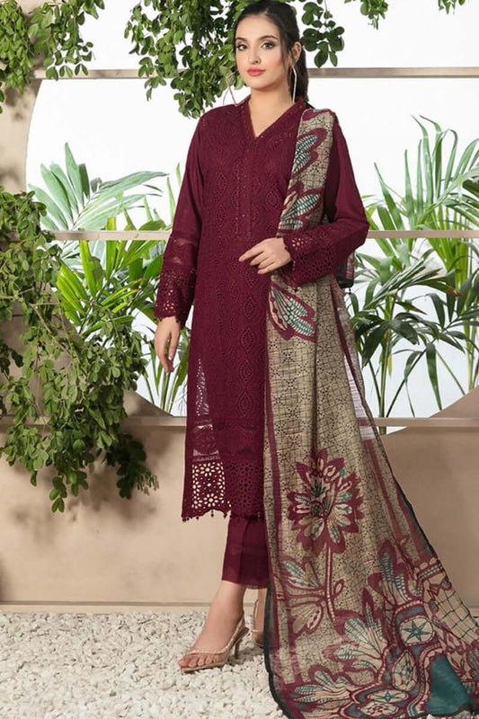 Embroidered Chikan Lawn 3PC Suit